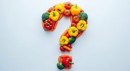 Colorful vegetables form question mark shape healthy food