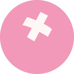 Obraz premium Pink Circle with White Cross Symbol