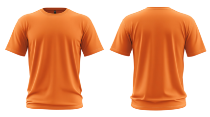 Plain Coral Orange T Shirt Front and Back View White Background PNG image