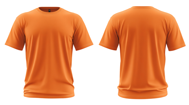 Plain Coral Orange T Shirt Front and Back View White Background PNG image