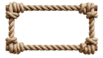 Rustic nautical rope frame on white background