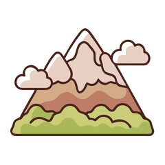 Flat Vector Design of a Snow Mountain with Clouds