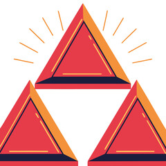 Red glowing geometric triangles in a vector design