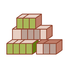 Stack of cargo containers in flat vector illustration