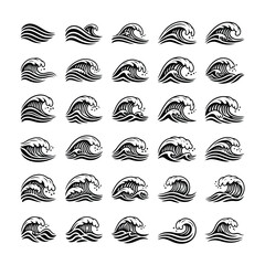 Collection of stylized wave illustrations