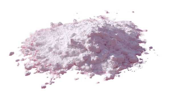 A pile of fine pink powder isolated on a transparent background, perfect for cosmetic or pharmaceutical concepts