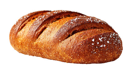 A rustic loaf of freshly baked artisan bread with a goldenbrown crust, scored on top and dusted with flour, isolated on transparent background