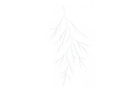 Forked lightning striking down during a storm, representing power, drama, natural energy, and weather phenomena