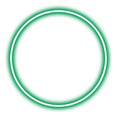 Glowing green neon circle isolated on transparent background