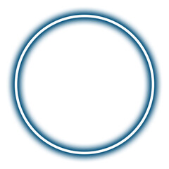Glowing blue neon circle isolated on transparent background