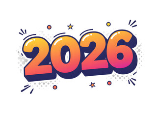 2026 Pop Art Text in Comic Book Style | Fun New Year Logo Design