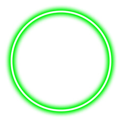 Glowing green neon circle isolated on transparent background