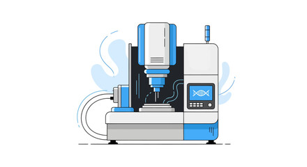 Modern laboratory machine conducting genetic research, a cutting-edge device for science and innovation, perfect for illustrating medical advancements