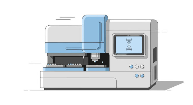 Genetic research with automated DNA sequencer for science and medicine, innovative technology for gene therapy and pharmaceutical development solutions