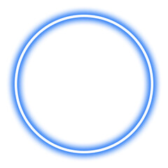 Glowing blue neon circle isolated on transparent background