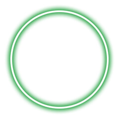 Glowing green neon circle isolated on transparent background