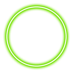 Glowing green neon circle isolated on transparent background