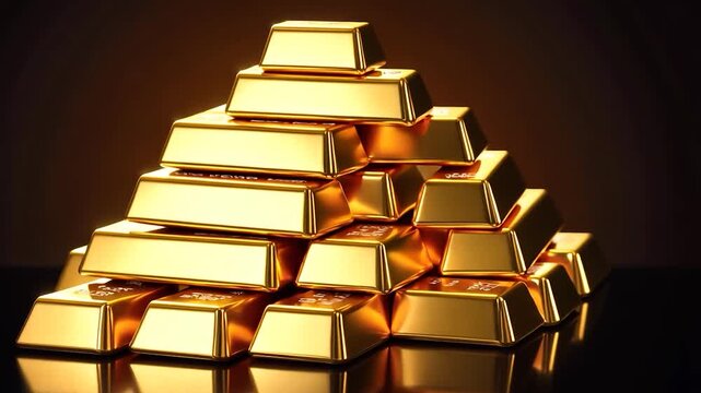 Gold ingots stacked in a pyramid shape