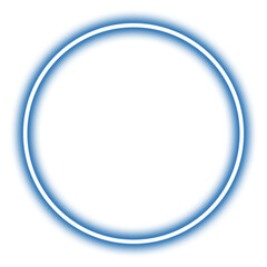 Glowing blue neon circle isolated on transparent background