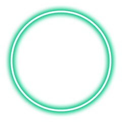 Glowing neon teal circle isolated on transparent background