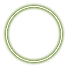 Glowing neon yellow circle isolated on transparent background