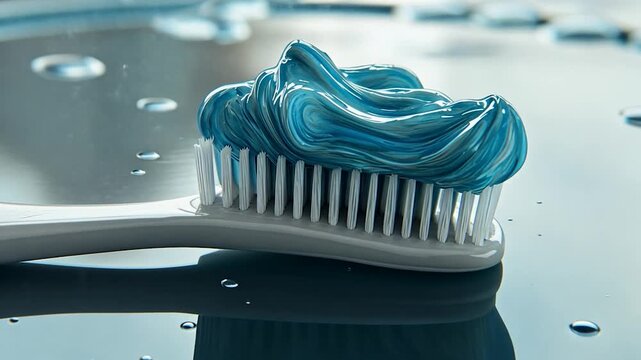Toothpaste on a toothbrush, close-up