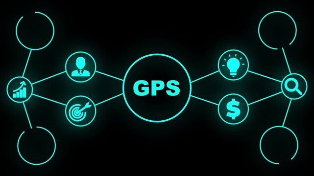 GPS Navigation Network. Connected Icons global positioning system location. Business, Technology, Internet and network concept.