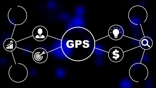 GPS Navigation Network. Connected Icons global positioning system location. Business, Technology, Internet and network concept.