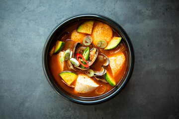 Spicy Korean Clam and Tofu Stew (Sundubu Jjigae)