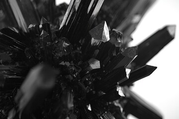 Abstract Black Crystal Cluster Close Up