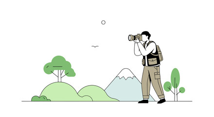 Vector Photographer Capturing Mountain Landscape