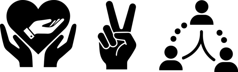 Fototapeta premium Charity Peace Community Icons Set.