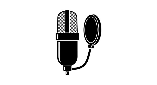 black microphone with pop filter clip art preview