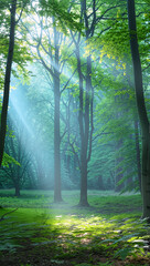 Obraz premium Enchanted Forest in Dreamy Mist — Fantasy Nature Background