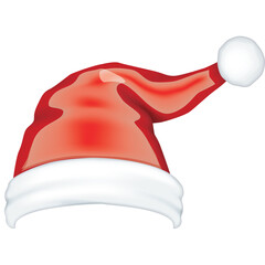 Red And White Fuzzy Trimmed Santa Hat With Pom Pom On Transparent Background