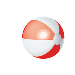 Red and White Inflatable Beach Ball With Translucent Sections And Realistic Lighting Isolated On Transparent Background