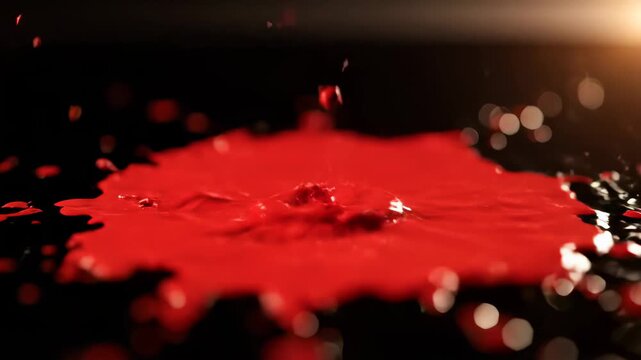 Red paint splash creates beautiful crown shape this is a very dynamic and energetic liquid motion this is a great abstract and creative concept this is a very cool design