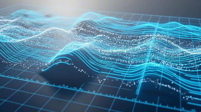 Futuristic Data Visualization A Captivating Illustration of Abstract Information Flow and Digital Grids to Concept of Modern Technological Landscape