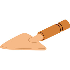 Simple Garden Trowel With Wooden Handle And Metallic Scoop For Digging And Planting In A Garden
