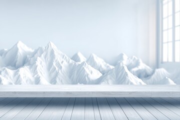 White Mountains On Wooden Table Display Background
