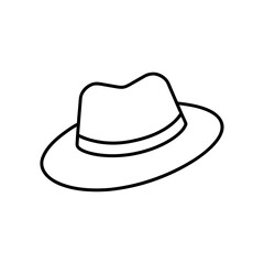 Illustration of a fedora hat with a dark hat band on transparent background