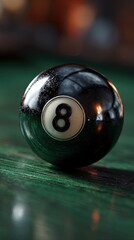 Close Up Of Eight Ball On Pool Table