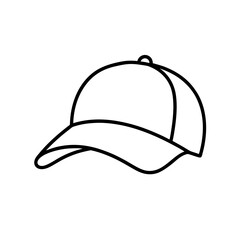 Simple line drawing of a baseball cap in outline form on transparent background