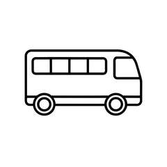Outline drawing of a bus with windows and wheels on transparent background