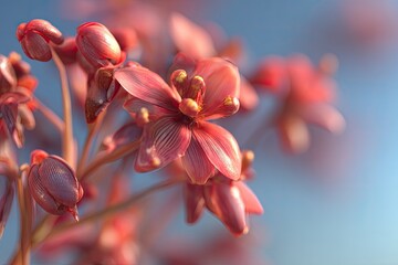Closeup Of Delicate Red Orchid Flower