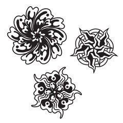 Set of hand drawn black mandala , asian traditional design oriental elements.