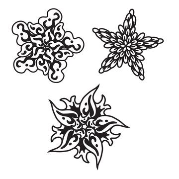 Set of hand drawn black mandala , asian traditional design oriental elements.