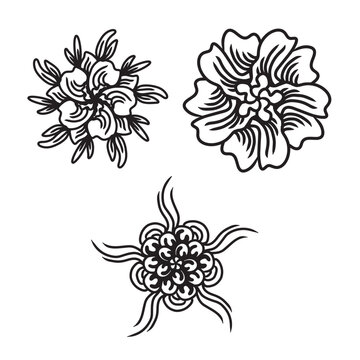 Set of hand drawn black mandala , asian traditional design oriental elements.