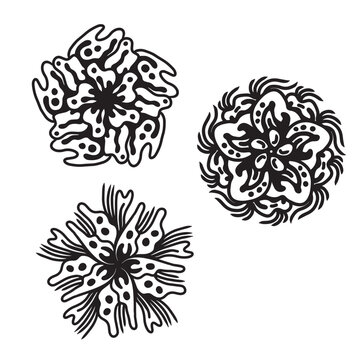 Set of hand drawn black mandala , asian traditional design oriental elements.