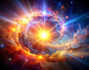 Vibrant Cosmic Nebula Explodes with Brilliant Starburst Light Revealing Galaxies and Space Phenomenon